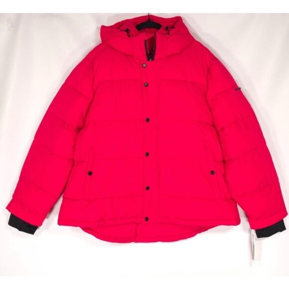NWT BCBGeneration Hooded Thumbhole-Cuff Puffer Coat Jacket XXL Fuchsia Women's